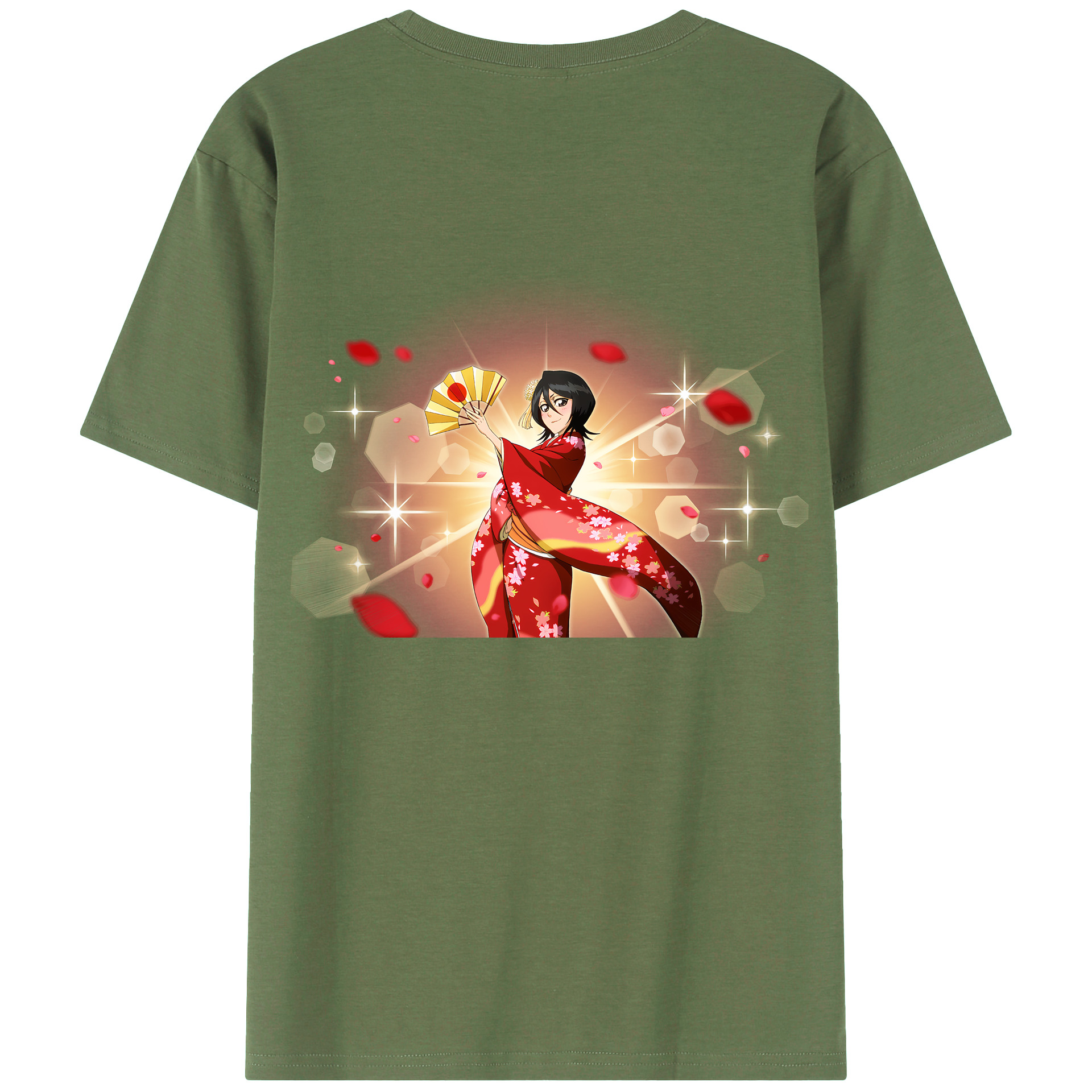 （画像用） ブリーチ 朽木ルキア BLEACH Kuchiki Rukia 綿100％ メンズ半袖Tシャツ（バックプリント） 通気性